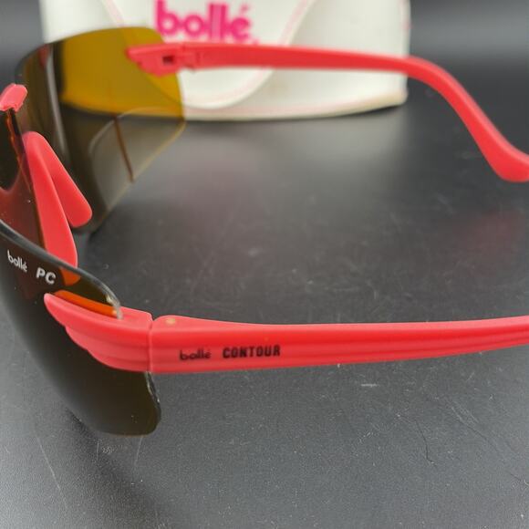 Vintage BOLLE "CONTOUR" sunglasses - France 80's - Black/Pink - Large w Case - Picture 4 of 11